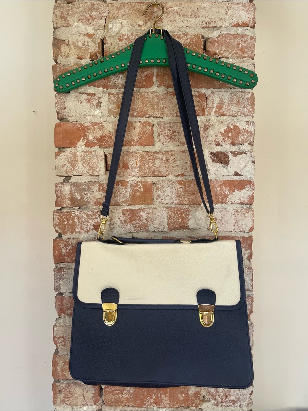 Two-Tone Navy and White Women’s Satchel